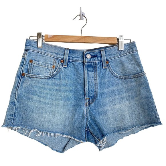 Levi's Pants - LEVI'S 501 Frayed Light Wash Mid Rise Denim Short
